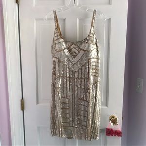Adrianna Papell - Beaded Dress Silver/ Metallica